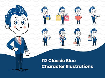 112 Classic Blue Character Illustrations 2020 blue blue 2020 cartoon character character design classic blue collection color color 2020 design flat graphic illustration vector