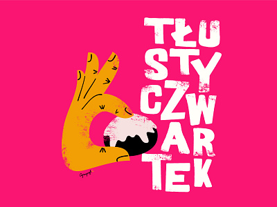 Tlusty Czwartek / Fat Thursday celebration donut doodle doughnut fat food hand illustration pink