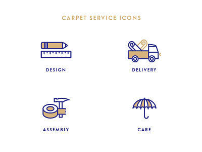 Service icons for carpet manufacturer assembly care carpet covering delivery design floor service