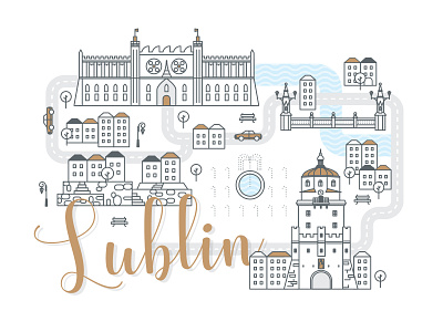 Polish Cities Serie / Lublin building city cityscape icons infographic lublin miasto panorama polska