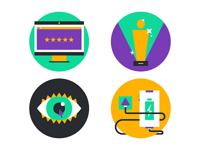 New website - icons award branding computer eye icons illustration vector