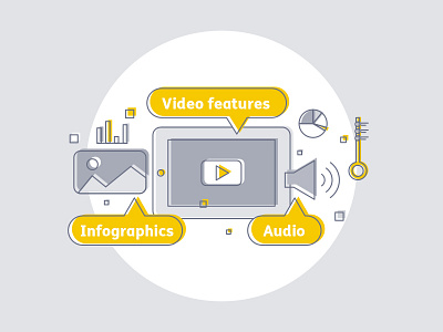 Spot illustrations - part 3 audio browser data graphs infographics internet responsive ui video web