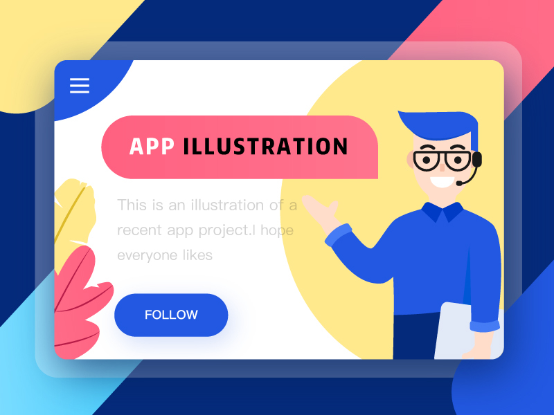 Illustrator used on APP blue customer headset illustrator people service ui web