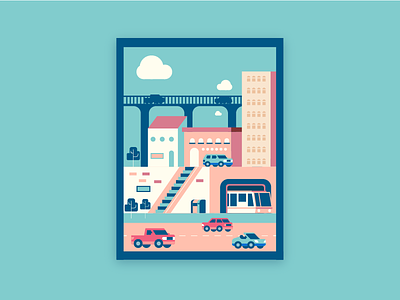 The City abstract background cars city flat illustration pattern road scape traffic vector