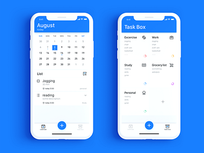 Task Management App blue calendar design ui ux