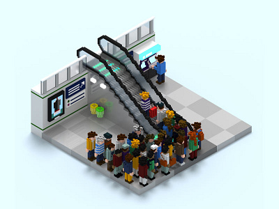 Tourist in subway metro paris subway voxel