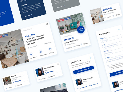RE/MAX Malta - Card UI blue cards components light theme platform real estate ui ux website