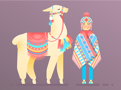 Boy And Alpaca alpaca boy character design illustration patterns peru