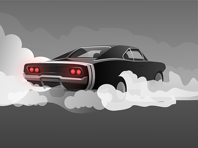 Dodge Charger 1969 car classic car design dodge gradient illustration light smoke
