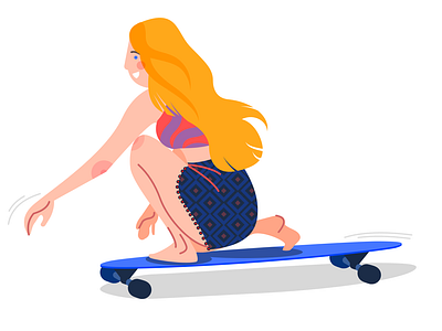 Longboard Girl character design girl graphic illustration longboard skate