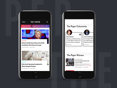 Paper News Site contemporary minimalist mobile app news