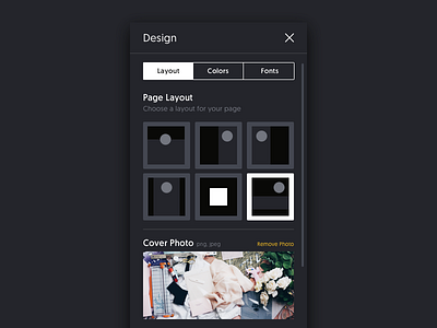 Page Design dark design editor interface