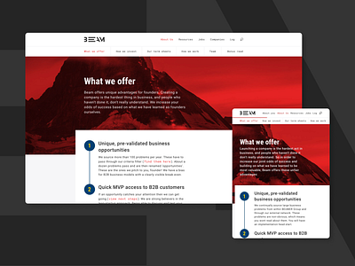 BEAM – Website content heavy website design figma interaction design logistics mobile first startup ui user experience website