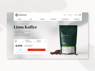 Coffee Circle – Product Detail Page animated prototype branding coffee coffeecircle fairtrade figma graphic design product detailpage prototyping ui user experience ux website