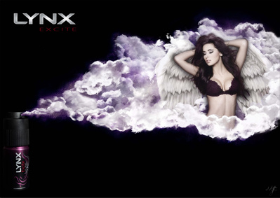 Lynx Excite 2 angel bra can clouds deodorant excite heaven lynx pink purple spray wings woman