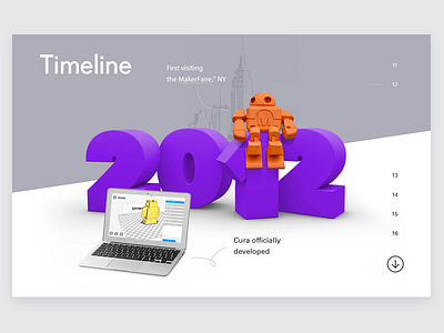 Ultimaker timeline screen c4d design graphic screen simple timeline ui ux web webdesign