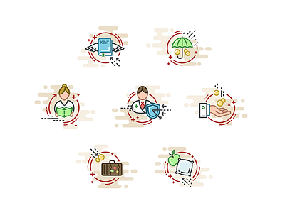 Benefits icon set adobe drawing icons illustration illustrator outline shapes