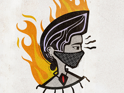 dystopian character design dystopia dystopian fire furious girl mask portrait vector virus