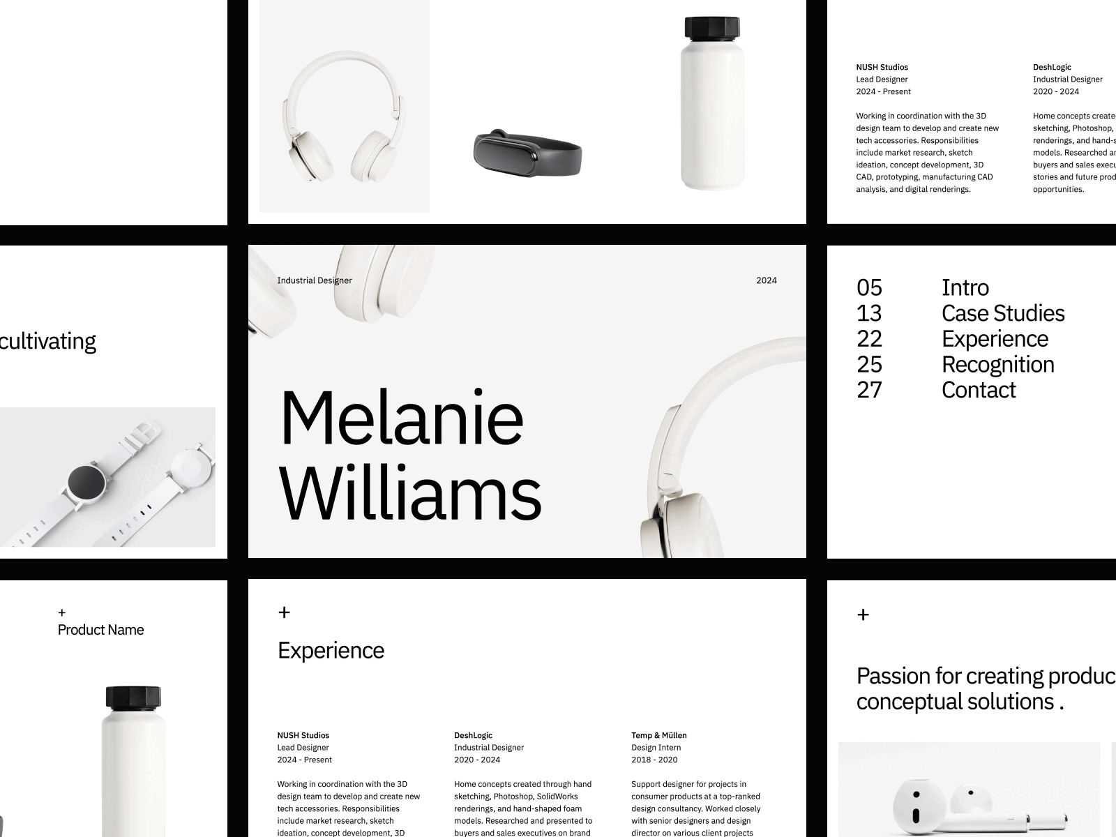Industrial Design Portfolio clean creative design minimal pitch portfolio professional showcase simple slides template