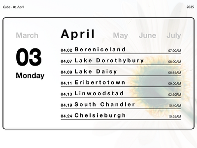 Calendar app design typography ui web website