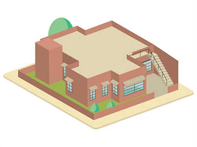 House No. 110 design illustration isometric isometric design isometric illustration pastel