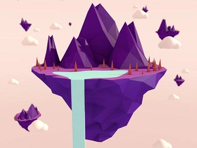 Islands in the Sky c4d cinema 4d cinema4dart design illustration lo poly low poly lowpoly lowpolyart pastel web