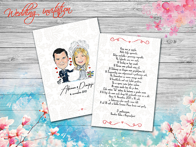 Wedding invitation for my dear friends floral flowers hearth illustration invitation love man print typography wedding woman