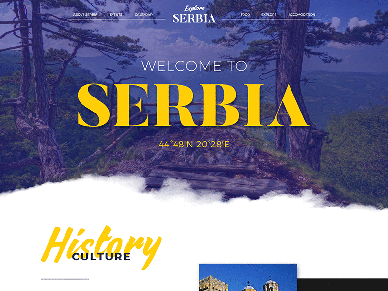 Serbia Travel presentation website flat landing page page serbia simple travel typography ui ux visual design web website