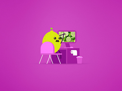 Caught in the Act character colour computer desk funny illustration lime pink vector
