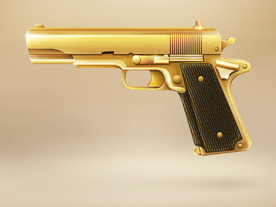 Gold colt 1911 gun weapon