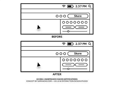 UX idea: Unobtrusive macOS notifications adobe xd apple interaction interactiondesign ix ixd mac macos macosx ui uiux user experience user experience design user experience ux user interface userinterface ux uxui wireframe xd