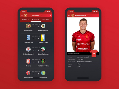 Widzew Łódź | Official App app football football club football team interface mobile mobile app ui