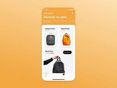 Backpack Store | Ecommerce App | Add To Cart Animation add to cart animation ecommerce ecommerce app ecommerce design interface animation mobile mobile app mobile ui ui