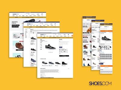 Shoes.com design desktop eccomerce mobile responsive ui ux