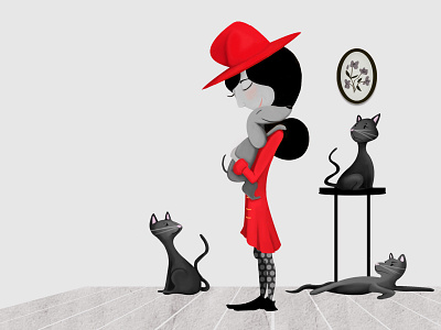 Wilda the Witch, some cats and her dog
