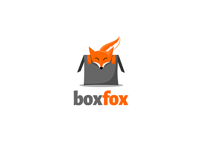 Boxfox animal box flat logo fox fox logo gift merchandise simple logo