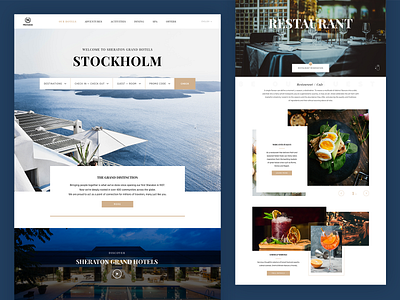 Sheraton Grand Hotel Stockholm Concept Web Design clean concept cool design food food drink hotel hotel app minimal minimal design promo travel travel 2 travel agency typography ui user inteface ux web web design