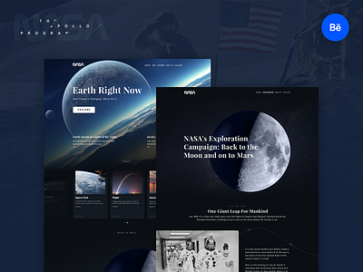 NASA Concept Web Design / Behance apollo clean concept cool design fly minimal minimal design moon nasa news promo space typography ui user inteface ux web web design world