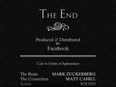 Facebook Credits black credits facebook fun mark zuckerberg matt cahill soleio the end