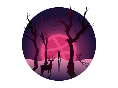 Finally! adventure debut dribbble edge forest hello illustration muzli rise silhuette spooky