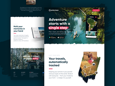 Polarsteps Landing branding explore responsive design travel travel app traveling trip webdesign website