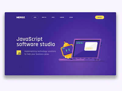 NERDZjs homepage landingpage software house software studio ui