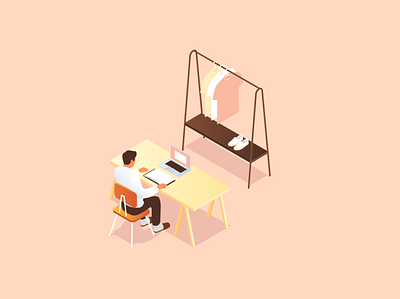 Working from home desk freelnace illustration laptop ui work