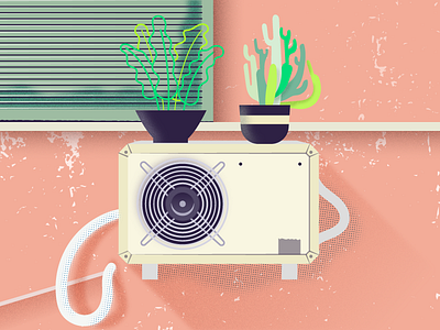 Plants on the AC air condition illustration plants streets texture travel wall