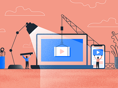 Improving your video business desk grain illustration line video