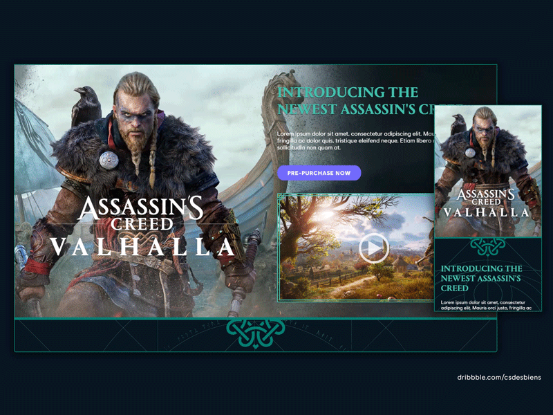 Assassin's Creed Valhalla Take-Over adobe xd ecommerce motion video game web design