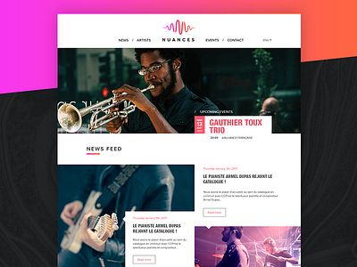 Booking & Production color home homepage jazz music newsfeed website