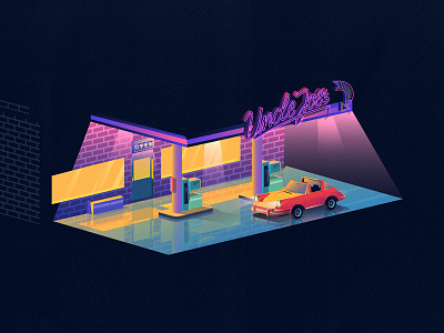 Uncle Joes car color fuel gasstation illustration janillustrates