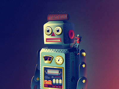 Robot childhood gradient illustration nostalgia robot