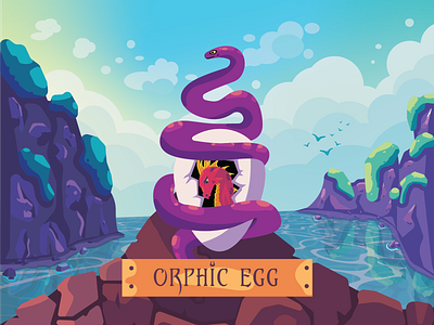 ORPHIC EGG 2d cosmos creation design digital illustration dragon dribbble earth egg flat heaven illustration nature occult orphic orphicegg serpent snake vector
